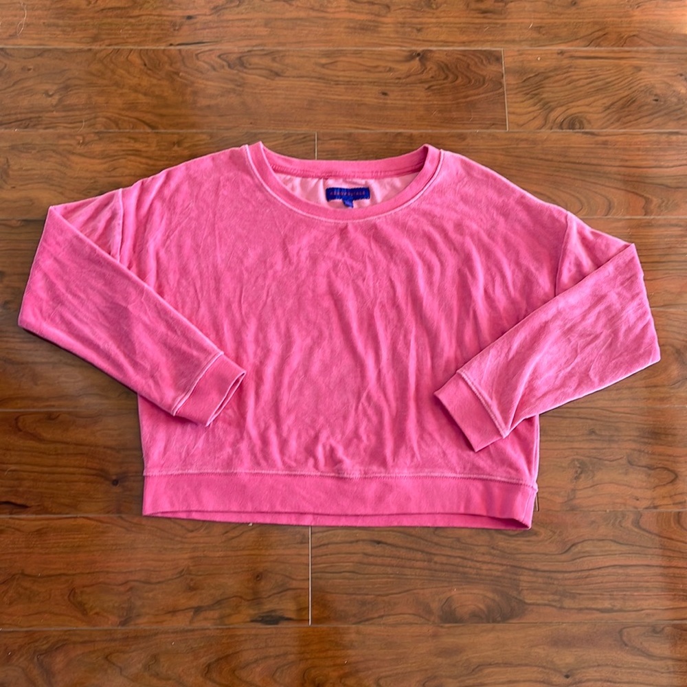 Aeropostale Pink Velour Long Sleeve Cropped Sweater Shirt